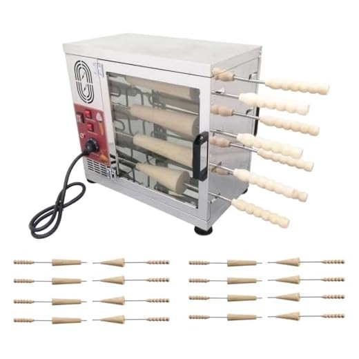 INTBUYING Commercial Electric Ice Cream Cone Chimney Cake Roll Maker Oven Machine Make Two Styles Total 16pcs Dies Chimney Cake Roll Oven Maker 8pcs/Time