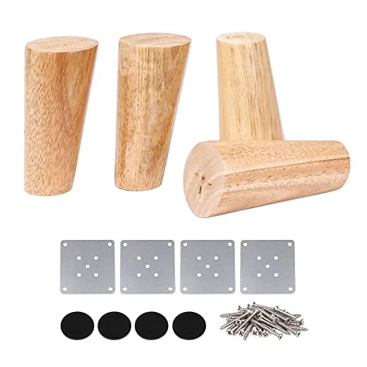 BQLZR 12cm Altura Madera Color Oblicuo Cónico Confiable Muebles de madera Armarios Patas Sofá Pies Paquete de 4