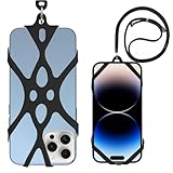KixMalkinly 2 Packs Universal Phone Lanyard Holder & Nylon Rope, Silicone Crossbody Neck Strap Travel Essentials,Adjustable Anti-Theft Phone Lanyard for iPhone Compatible with Most Smartphones-Black