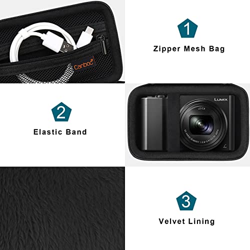 Canboc Carrying Case For Panasonic Lumix Lx10/ Zs80/ Zs100/ Zs70/ Zs200/ Zs60 4K Digital Camera, Point And Shoot Camera Bag, Zipper Mesh Pocket Fits Usb Cable, Batteries, Black #TOP2