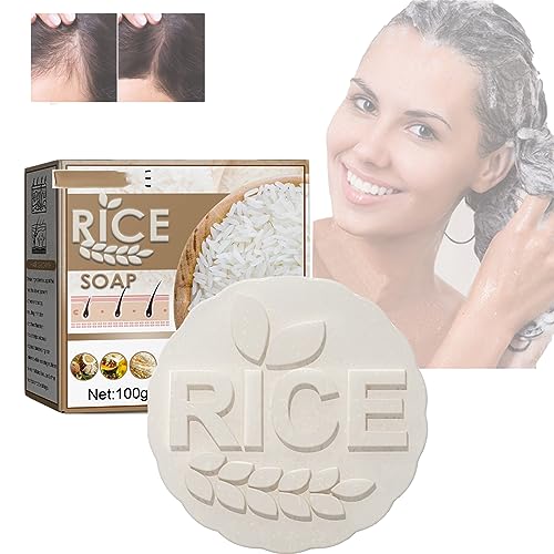 Pemarlis 100g Jabón Champú, Champú Sólido para Cabello Normal, Anti-Hair Loss Rice Shampoo Bar, Proporciona Mucha Humedad y Nutrición, Promueve el Crecimiento del Cabello