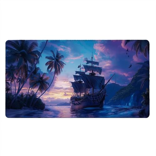 Alfombrilla Ratón XXL Alfombrilla Escritorio 1800x900mm Mouse Pad Mejora la Precisión y la Velocidad con Base de Goma Antideslizante y Bordes Cosidos Duradera Cómoda, Juegos (Mar De Vela) xR8-157