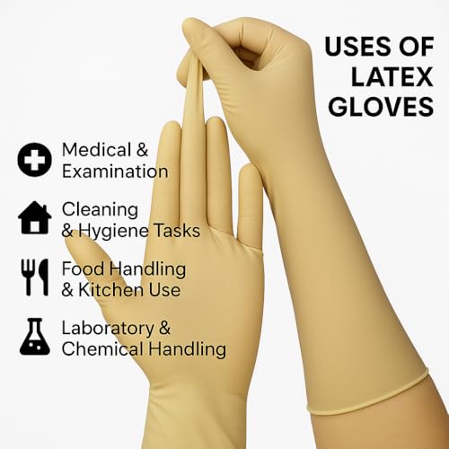 Image of 16 Inch Gloves - Long Cuff, Durable, Chemical-Resistant Safety Gloves for Industrial, Lab, Cleaning, Dishwashing, Home & Janitorial Use - Comfortable Fit (Latex, 1 Pair)