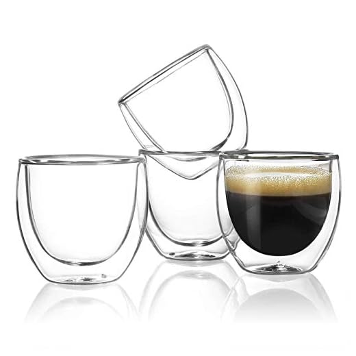 Sweese 4 Ounce Espresso Cups Set of 4, Double-Wall Insulated Glasses Cups Set- Handmade Glass- 408.101
