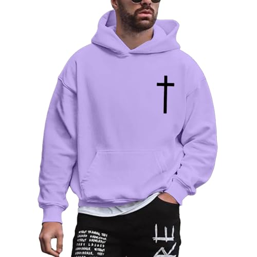 Men's Cross Printed Hoodie Sweatshirt with Pocket Loose Long Sleeve Hooded Pullover Shirt Comfortable Casual Blouse Plus Size4