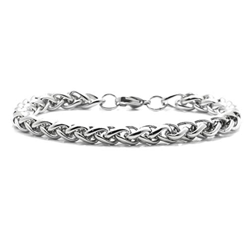 Xusamss Fashion Stainless Steel Wheat Link Bracelet,9.0