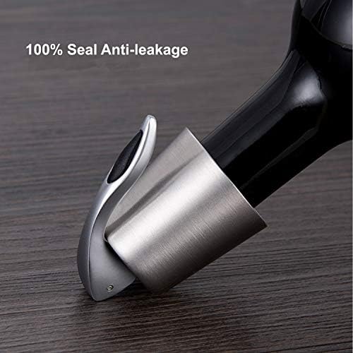 Wine Stoppers 2PACKAUERVO Stainless Steel Wine Bottle Plug Saver, Reusable Vacuum Rubber Sealer, Keeps Wine Fresh(2 Pack Wine Stopper)