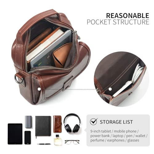 Image of Augus Genuine Leather Small Messenger Bag Crossbody