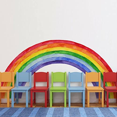 70.8 X 33.9 Inch Watercolor Large Rainbow Wall Decals Vinyl Rainbow Wall Decals Waterproof Rainbow Wall Sticker Peel And Stick Rainbow Decals With Scraper For Girls Kids Bedroom Nursery Playroom Decor #TOP3