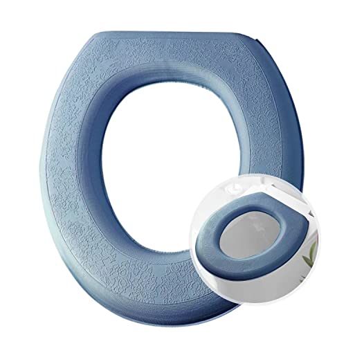 Toilet Seat Cover Warmer, Toilet Seat Cushion, O-Shaped Scrubbable Wash.（ Deep Ocean Blue 2 Pcs） #TOP3