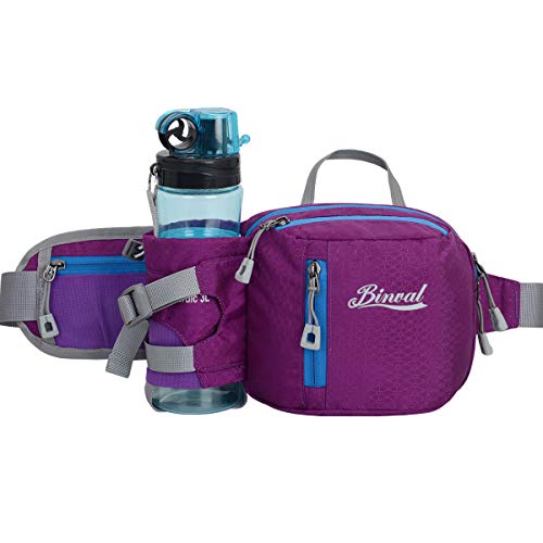 Binval Hiking Waist bag Fanny Pack with Water Bottle Holder, Great for Hiking, Walking, Biking, Running, Travel, & More, Lightweight Fannie Hip Bag Lumbar Pack for Men and Women