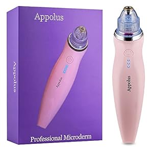 Microdermabrasion Machine – Appolus Premium Diamond Microdermabrasion Device for Flawless Glowing Skin – 2 Diamond Tips – 5 Heads – Pore Line Wrinkle Minimizer -Anti-Aging