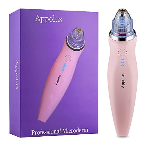 Microdermabrasion Machine - Appolus Premium Diamond Microdermabrasion Device For Flawless Glowing Skin - 2 Diamond Tips - 5 Heads (Pink)