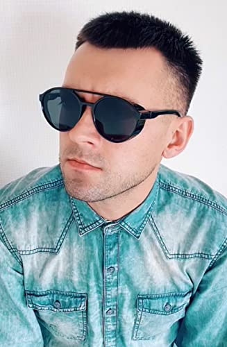 FEISEDY Classic Steampunk Sunglasses for Men Women Retro Round Gothic Shades Eyewear UV400 Protection B29572