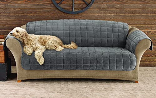 Surefit Sf40824 Furniture Protector Deluxe Sofa Pet Couch Cover With Sanitized Actifresh Odor Control, 100% Polyester, Machine Washable, Dark Gray #TOP2
