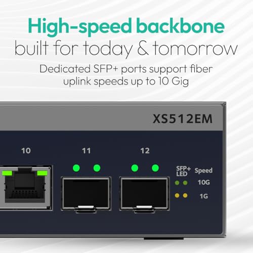 Image of NETGEAR 12-Port Multi-Gigabit Easy Smart Managed Switch (XS512EMv2) - All Ports Support 10G, Including 10 Ethernet Ports and 2 Dedicated SFP+ Ports