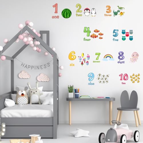 Image of Number Hopscotch Game Floor Decor Stickers, Creative Cartoon Decoration Wallpaper Sticker, DIY Digital Grid Game Wall Decor for Baby Kids Room Bedroom (Multicolor)