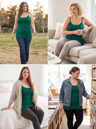 Image of Women's Long Cotton Camisole Spaghetti Strap Tank Top