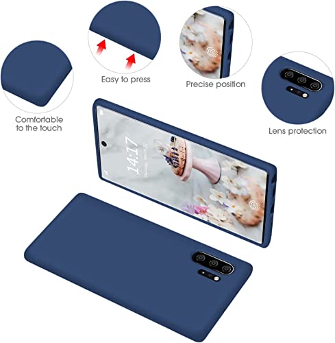 Image of DIZORO Liquid Silicone Case with Microfiber Cushioning Compatible for Samsung Galaxy Note 10 Plus Shockproof Slim Back Cover, Gel Rubber Full Body Protection - Blue
