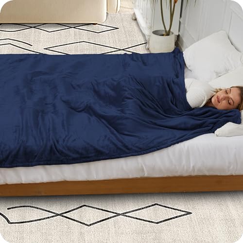 Electric Heated Blanket Twin Size 62"x84" for Home Bedding Use Large Oversized Soft Flannel Velvet Controller with 4 Heating Levels and 10 Hours Auto Shut Off Machine Washable -(Blue, Twin(62"x84"))