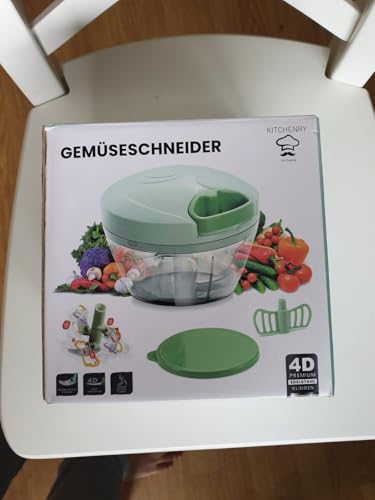 Foto von Kitchenry Gemüseschneider mit Seilzug | Zwiebelschneider | Manuell Universalzerkleinerer für Gemüse | Multizerkleinerer Zwiebelhacker Ideal küchenhelfer