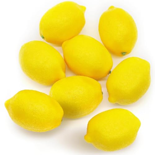CHAOTEMAI 8 Piezas Limones Decorativos para Fiestas Frutas Artificiales Limón Amarillo Decoración de Limóns Falso de Limóns Plantas Artificiales Decoración de Mesa de Cocina Hogar Centros de Mesa