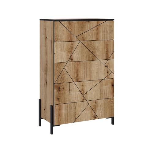 Vicco Kommode Hatto, Eiche, 78 x 120 cm mit 5 Schubladen