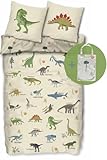 SkyBrands Dino Bettwäsche 135x200 Jungen [mit extra Beutel] Kinder Bettwäsche Dinosaurier Baumwolle 2tlg Bettwäsche Dinosaurier 135x200