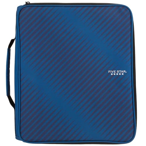 Fichário com zíper Five Star 72534, com 3 anéis, capa expansível, azul