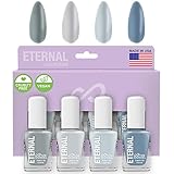 Eternal Gray Nail Polish Set for Women (MINIMALIST) - Light Nail Polish Set for Girls - Lasting & Quick Dry Natural Nail Polish Kit for Home DIY Manicure & Pedicure - Made in USA, 13.5mL (Set of 4)