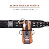Ergodyne Squids 3002 Retractable Tool Lanyard with Locking Carabiner, Straps to Attach to Belt or Harness, Gray, Standard