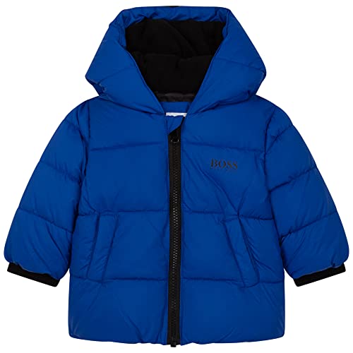 Doudoune à capuche BOSS bleu 6 mois contre le froid et le vent hivernal