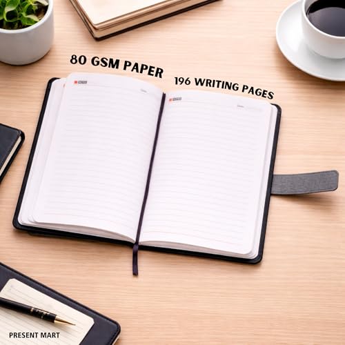 Image of Personalied A5 Executive Diary Organizer with Card or Cash Slot, Magnetic flap & Pen Loop |Premium Personal Organizer for Office | journel Diary For Men & Women | Executive Diaries | Diary for Personal Use | Journal Notebook (Black grey)