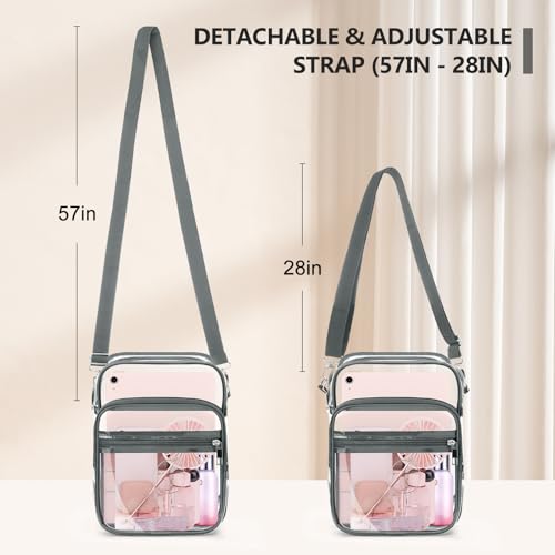 Image of Blvornl Clear Crossbody Bag with Adjustable Shoulder Strap, Stadium Approved PVC Purse Bag, Messenger Bag