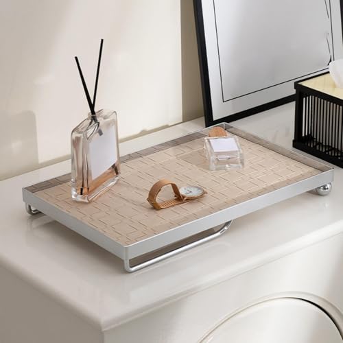 Bandeja de almacenamiento de cuero rectangular vaciabolsillos y joyero 6