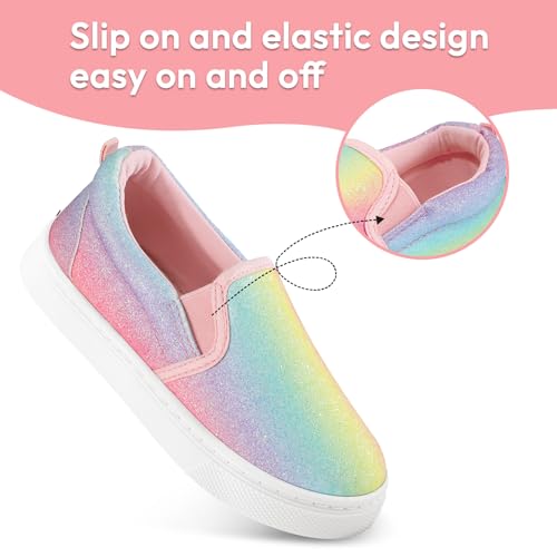 K KomForme Toddler Girls Boys Shoes Little Kids Slip on Canvas Sneakers for Running/Walking3