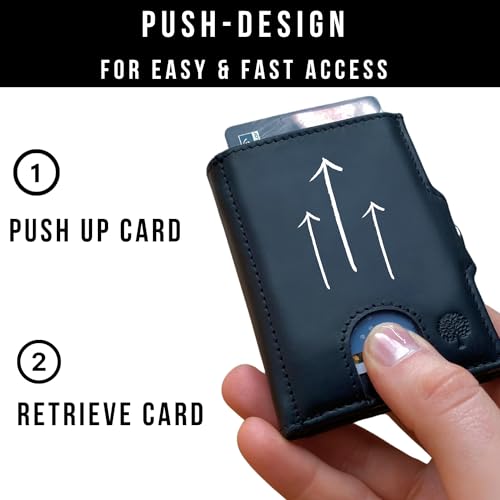 Slim Wallet with RFID Protection - Genuine Leather Wallet - Mini Wallet with Coin Compartment - Real Leather Wallet Card Holder Small, Black4