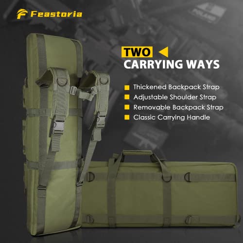 Feastoria Double Long Soft Rifle Case,【American Eagle Series】 Durable Tactical Carbine Rifle Bag & Multi-Function Gun Bag, Perfect For Rifle And Pistol Storage Or Transportation (Green, 36Inch) #TOP5