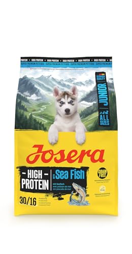 JOSERA Junior High Protein Seefisch (1 x 3 kg) | Premium Trockenfutter für aktive Hunde ab der 6. Lebenswoche | Lachs & Süßkartoffel | getreidefrei & proteinreich | L-Carnitin & Taurin | 1er Pack
