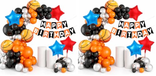 Image of Rozi Decoration Basketball Decorations Items Set of 55 Pcs Sport Theme Bday Decor | Happy Birthday Decoration Kit for Boys (Pack of 2)