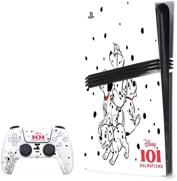 Skinit Decal Gaming Skin Compatible with PS5 Pro Bundle - Officially Licensed Disney 101 Dalmatians Puppy Pile Design