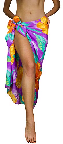 Funky Pareo Sarong Camisola Encubrimiento Hawaiano, Big Flower, Morado Claro, GRANDE