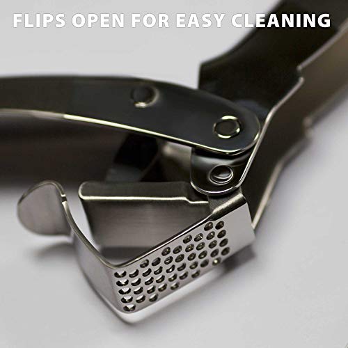 MANNKITCHEN Stainless Steel Garlic Press, Robust, Professional Quality, Double Lever Supported with Large Reservoir - Image 3