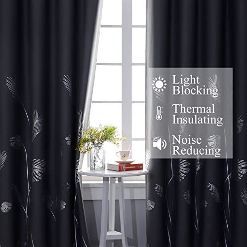 Estelar Textiler Silver and Grey Blackout Curtains 96 Long Palm Tree Thermal Insulated Room Darkening Window Curtains for Living Room and Patio Door, Grey, 38Wx96L, 2 Panels by Estelar Textiler - Image 6