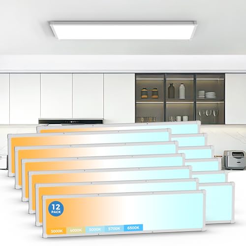 Aphyni 1x4 LED Flat Panel Light Surface Mount 12 Pack,5CCT Selectable,White