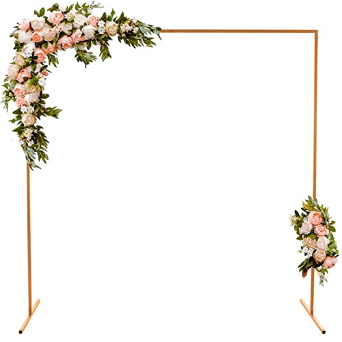 GARFANS Hochzeitsbogen Metall Requisiten Bogen Ballonbogen Ballon Hochzeit Stander Arch Quadratisch Hintergrund Blume Bögen Hochzeitsdekor Blumen Dekorativ Hochzeitsbogen 2M*2M (Gold) Cover
