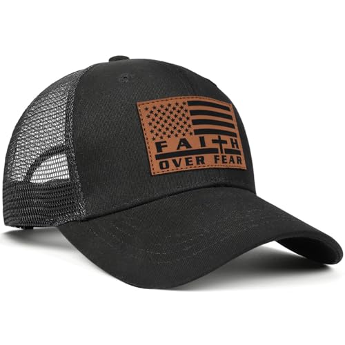 Image of Jesus Hat Christian Gifts for Men American Flag Hats Faith Over Fear Hat Fathers Day Christmas Birthday Gifts for Friend