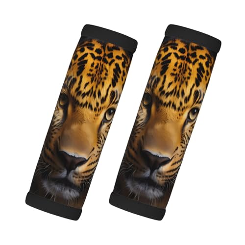 2 Pcs Luggage Handle Wraps, The deep-Eyed Leopard Print Grip Handle Cover/Travel Bag Identifier for Suitcase Accessories