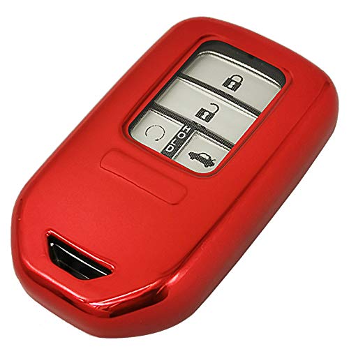 Red TPU Key Fob Cover Case Jacket Skin Glove Holder for Honda Accord Civic Fit Pilot Odyssey CRV Clarity CRZ HRV Ridgeline EX EXL Smart Key Remote