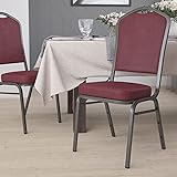 Flash Furniture HERCULES Series Crown Back Stacking Banquet Chair in Burgundy Vinyl - Silver Vein Frame